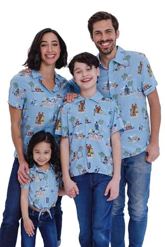 Chewbacca Darth Vader R2-D2 Stormtrooper TIE Fighter X-Wing Matching Family Hawaiian Button Down Shirt Adult