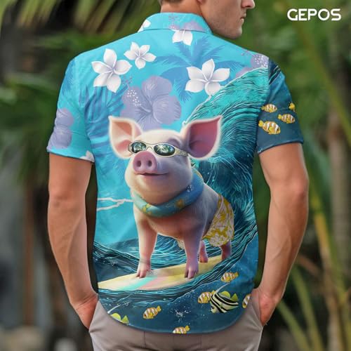 Farm Animal Button Shirt for Men, Animal Men's Hawaiian Shirt, Summer Unisex Shirt, Birthday Gifts for Men