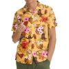 Pineapple Hawaiian Shirt for Men Women, Leopard Pineapple Button Down Shirt Mens Casual Short Sleeve Shirt