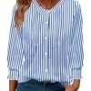 Womens 3/4 Sleeves Button Down Shirts Pleated Chiffon Blouses Business Casual Tops Work Office Tshirt