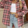 Womens Button Down Flannel Shirts Long Sleeve Plaid Shackets Business Casual Blouse Top
