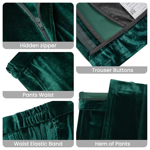 Women's 2 Piece Velvet Suit Notch Lapel One Button Slim Fit Business Party Wedding Tuxedo Blazer Pants Set