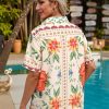 ???? Womens Hawaiian Shirt Luau Party Tropical Vacation Button Down Shirts Short Sleeve Beach Hawaii Floral Print Top