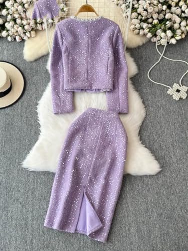 Women's French Skirt Set Heavy Industry Beaded Sequined Temperament Coat Skirt Two-Piece Set