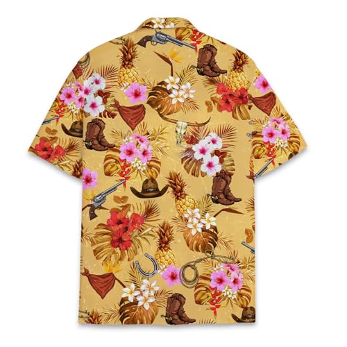 Pineapple Hawaiian Shirt for Men Women, Leopard Pineapple Button Down Shirt Mens Casual Short Sleeve Shirt