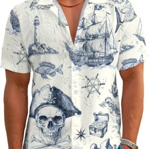 Funny Hawaiian Shirts for Men Summer Beach Short Sleeve Button Down Shirt Theme Party Shirt