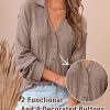 Women Casual Button Down Fall Blouses 2025 Long Sleeve Solid Business Work Tops Cute Relaxed Fit Shirts