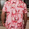 Men's Hawaiian Shirt Short Sleeve Funny Printed Casual Button Down Aloha Shirts
