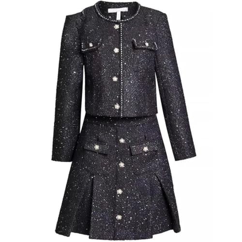 Women Suit Long-Sleeved Single-Breasted Jacket Top Short Skirt 2 Piece Set
