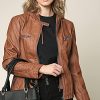 Women's Faux Leather Moto Biker Jacket Coat with Removable or Non-Removable Hood
