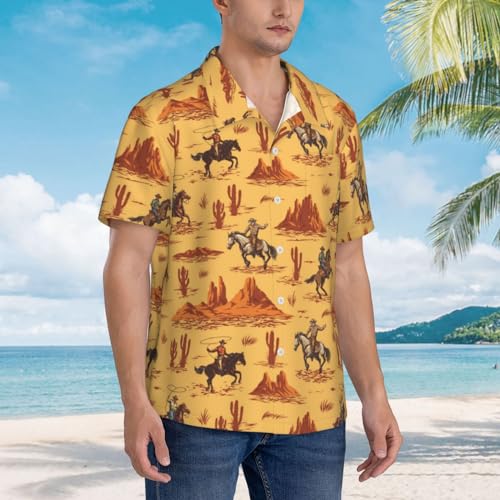 Western Cowboy Hawaiian Shirts and Shorts Set for Men - Funny 1-S