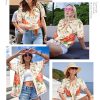 ???? Womens Hawaiian Shirt Luau Party Tropical Vacation Button Down Shirts Short Sleeve Beach Hawaii Floral Print Top