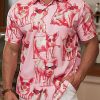 Men's Hawaiian Shirt Short Sleeve Funny Printed Casual Button Down Aloha Shirts
