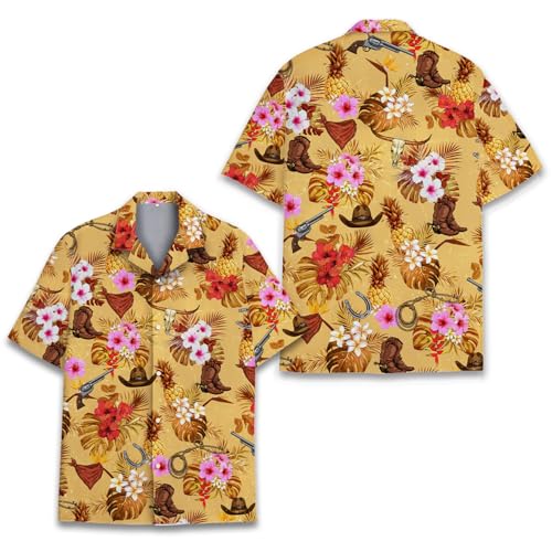 Pineapple Hawaiian Shirt for Men Women, Leopard Pineapple Button Down Shirt Mens Casual Short Sleeve Shirt