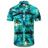 Men's Hawaiian Shirt Short Sleeves Printed Button Down Summer Beach Dress Shirts