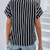 Womens Shirts Dressy Casual Summer Batwing Sleeve Shirt Trendy V Neck Button Down Striped Tops and Blouses