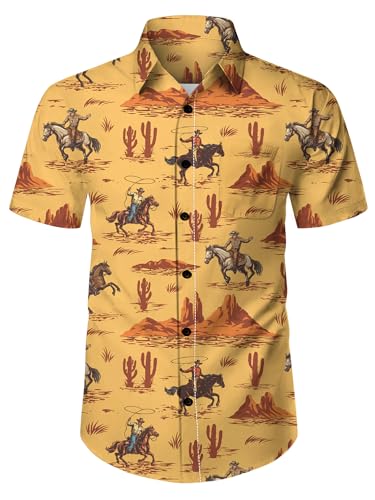 Western Cowboy Hawaiian Shirts and Shorts Set for Men - Funny 1-S