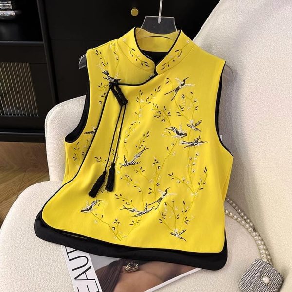 Chinese style women's clothing retro embroidered vest short coat improved suit top