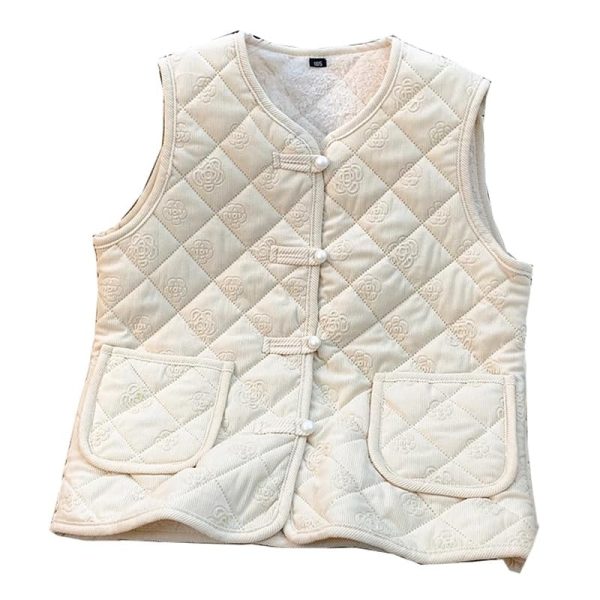 New-Chinese style vest for women, autumn and winter retro suit, Chinese vest, sleeveless wear, thickening