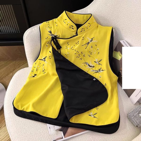 Chinese style women's clothing retro embroidered vest short coat improved suit top