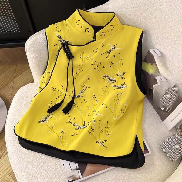 Chinese style women's clothing retro embroidered vest short coat improved suit top