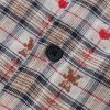 Cut-Out Heart Short Sleeve Shirt Collar Button Down Plaid Casual Tshirt Tops